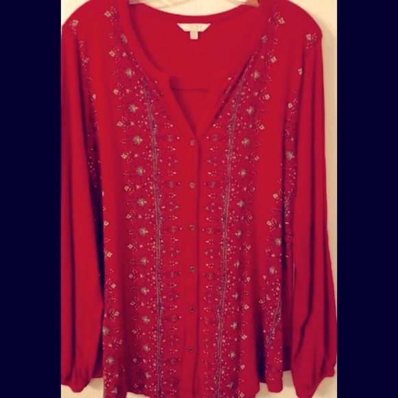 🎉💕 LUCKY BRAND 1X RED TOP! 🎊😍 - Picture 2 of 8